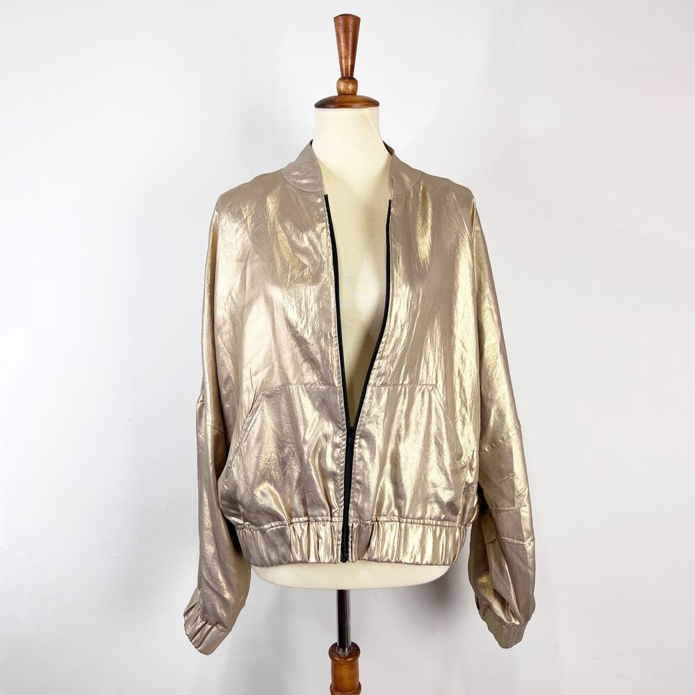Vintage 90s y2k Finley Liquid Gold bomber jacket zip Size L/XL